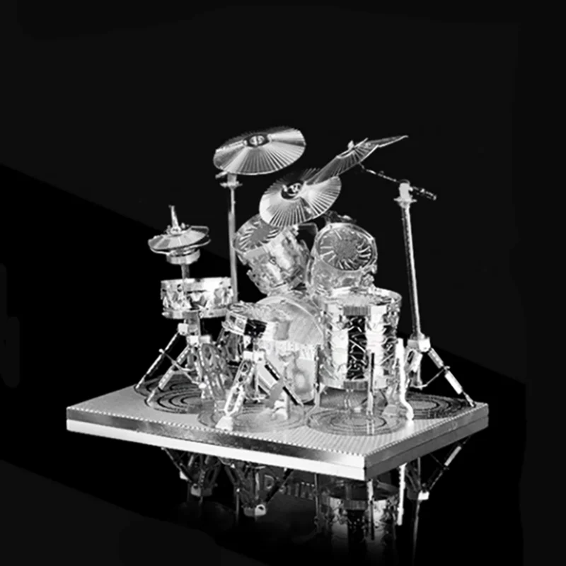 Drum Set 3D Metal Puzzles For Adults Kids DIY Mecha Model Kits Blocks Fighter Model Kit Brain Teaser Puzzle Fidget Toys