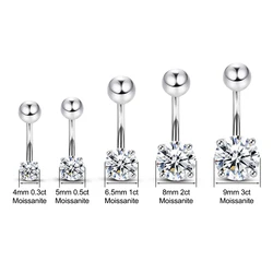 Szjinao-Piercing para el ombligo de moissanita para mujer, de 0,3 CT a 3CT, con certificado, joyería corporal de Plata de Ley 925 sólida, a la venta