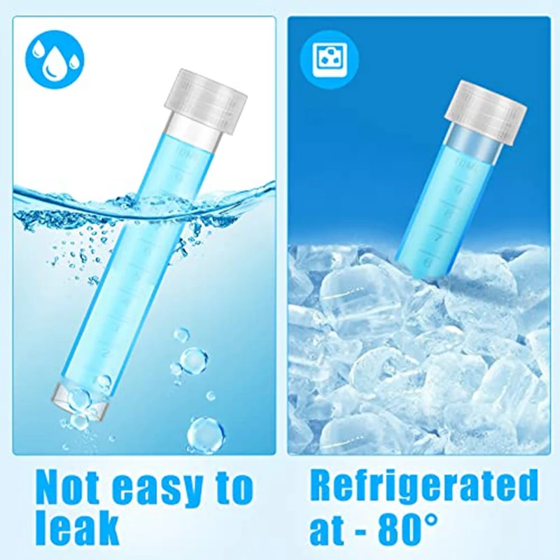 ●100 Pcs 10Ml Plastic Test Tubes with Lids Vial Seal Cap Container Small Storage Tubes with Caps Clear Test Lab Tubes