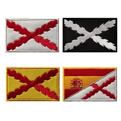 Burgundy Spanish Empire Cross International Flag 3D Patch Embroidery Hook&Loop Badge Outdoor Pack Sticker Cloth Armband Applique