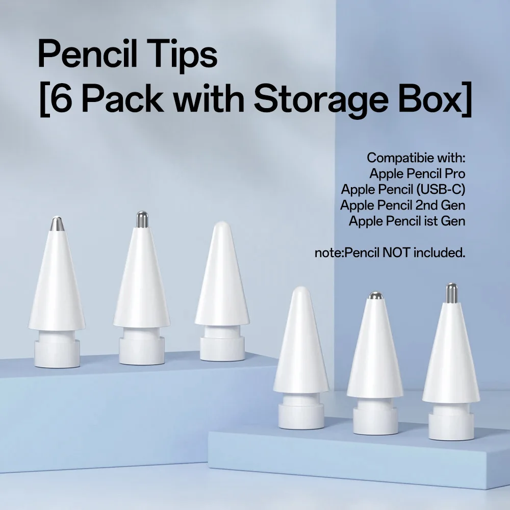 

8in1 Replacement Pencil Tips Set for Apple Pencil 1 2 Generation Soft Nibs for iPencil Stylus Universal Touchscreen Pen Fine Nib
