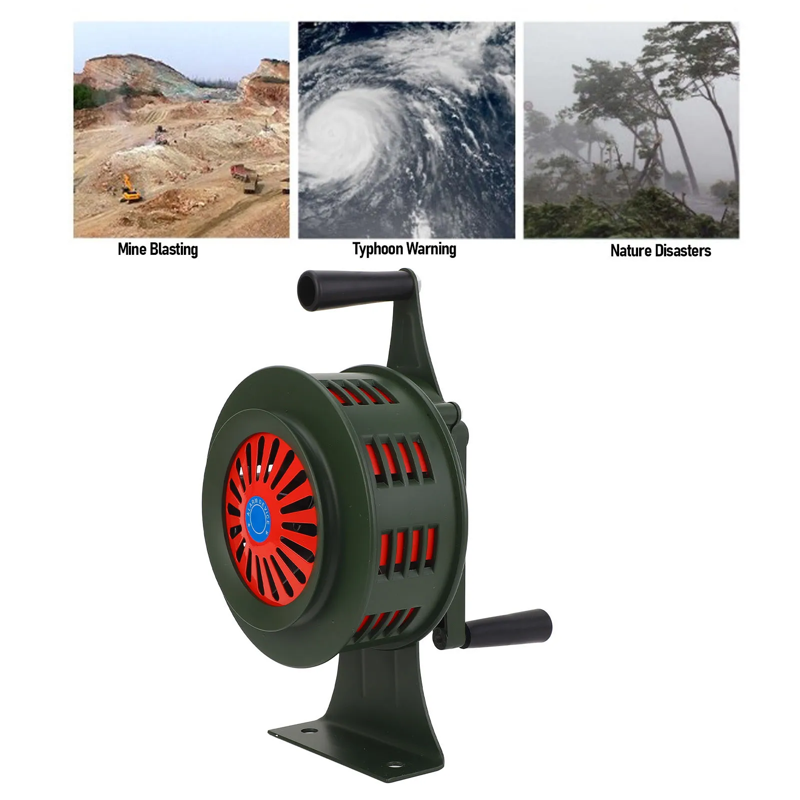 

Hand Crank Siren Horn Aluminium Alloy Emergency Safety Manual Siren 1​20db Loud Adjutsable Volume for Factory Home School