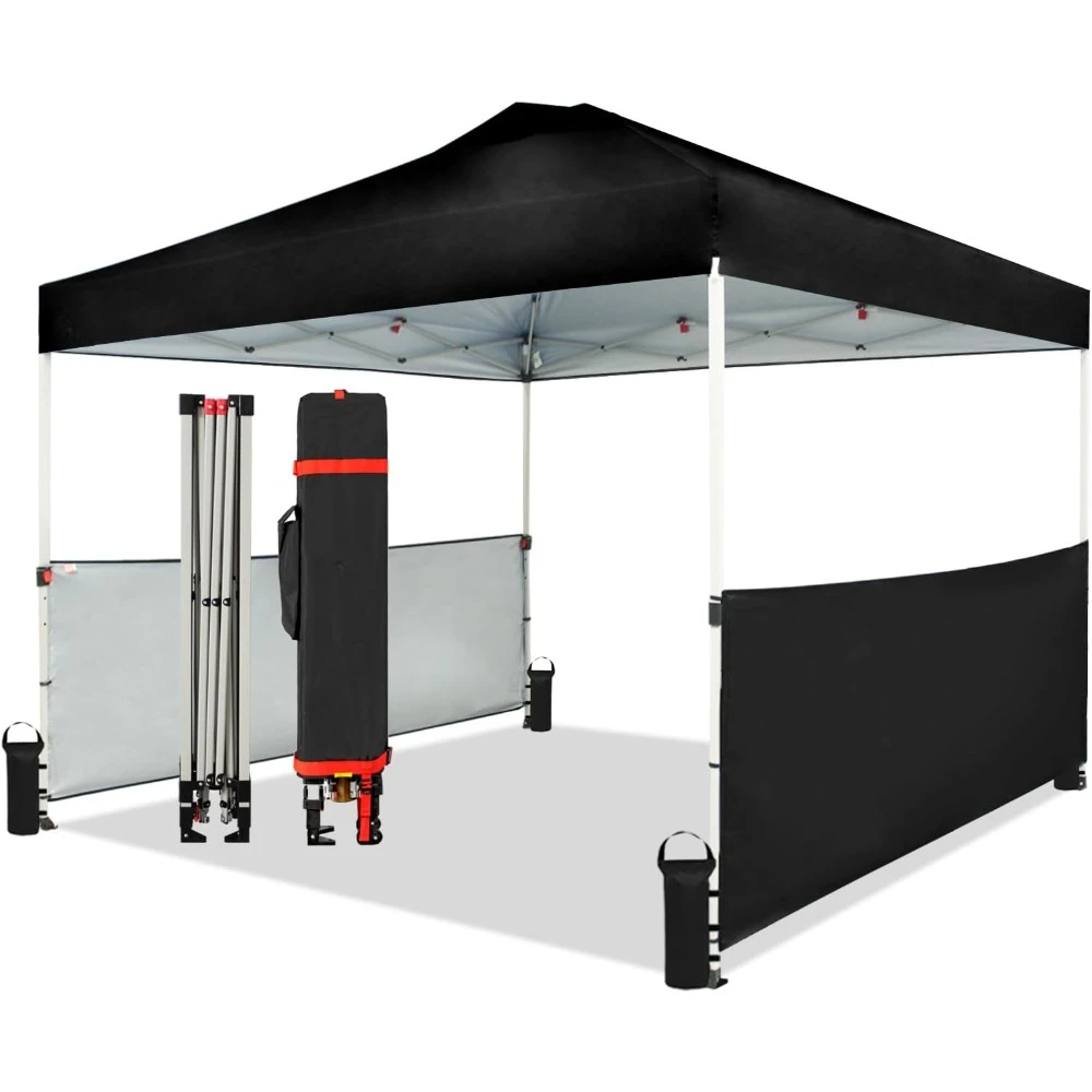 

10x10 Pop up Canopy Tent Instant with 150D Silver Coated Fabric Including 2 Half Sidewalls, 4 Ropes, 8 Stakes, 4 Weight Bags