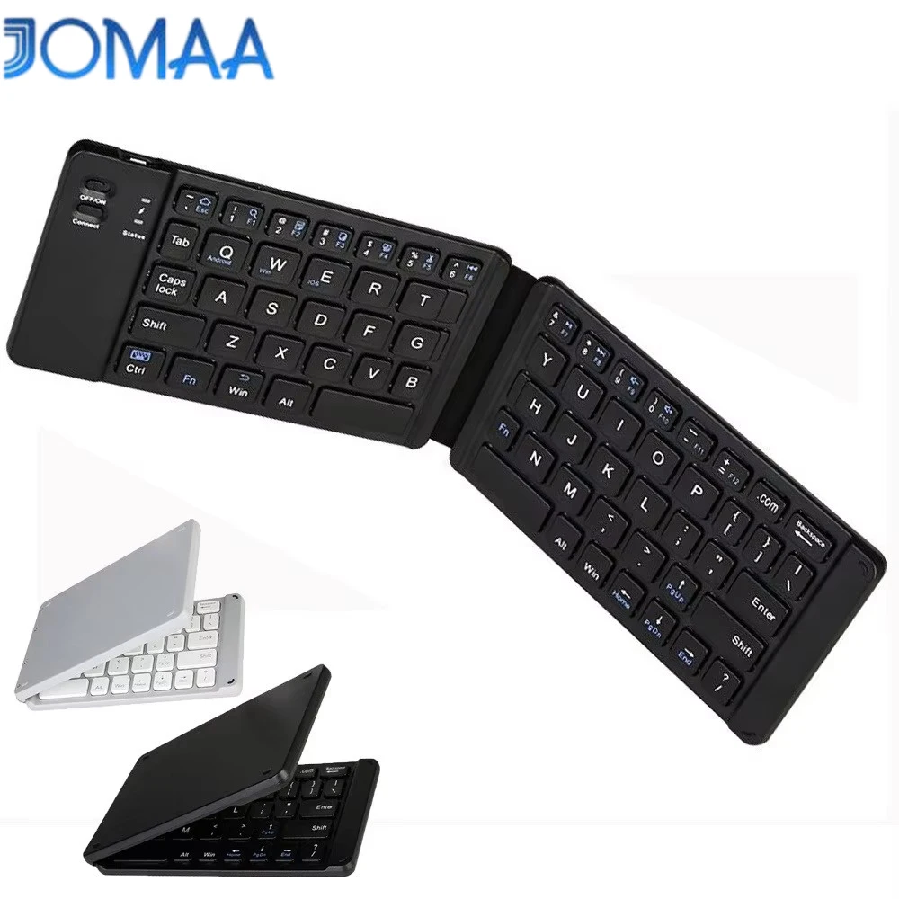 Jomaa Mini Wireless Bluetooth Foldable Keyboard Folding Bluetooth Wireless Keyboard for iPad Tablet Smart Phone Slient Click