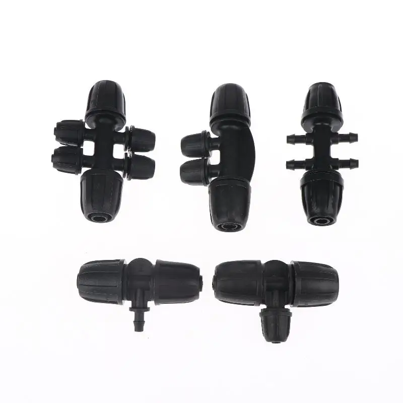 5pcs 1/2'' PE Pipe 16mm Locked Connector To 4/7mm 3/4/6-Way Connector Garden Watering Drip Irrigation Fittings