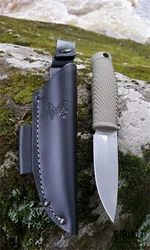 BM 200 Puukko Fixed Knife D2 Blade Rubber+Plastic Handle with Leather Sheath Outdoor Tactical Knife Military Portable EDC Tools