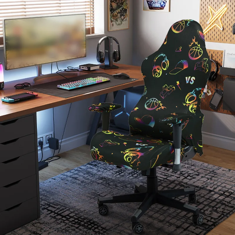 Elastic Stretch Covers for Electronic Sports Game Chairs Printed Breathable Gaming Chair Cover Seat Cover for Gaming Chair