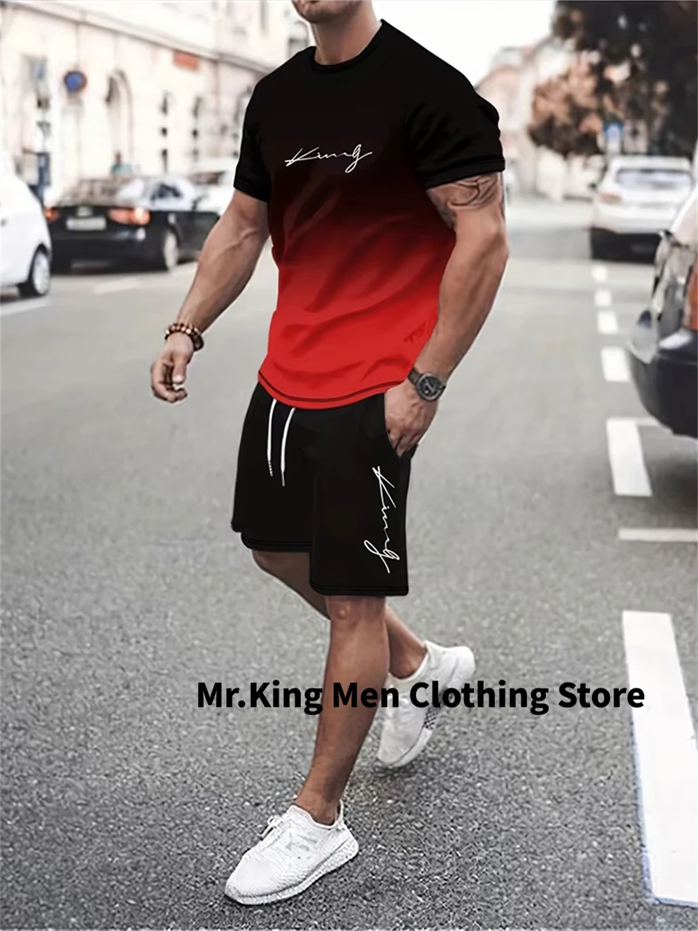 New Summer Men's Casual T-shirt Shorts Suit 3D Printed Street Fashion Loose Men Tracksuit 2-piece Outdoor Sports Running Shorts