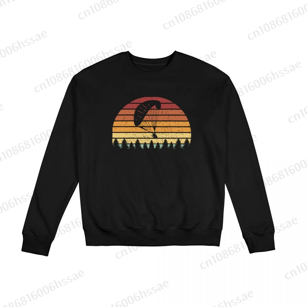 Sunset Paragliding Men Woman Fall Winter Sweatshirt Round Neck Long Sleeve Length Casual Top