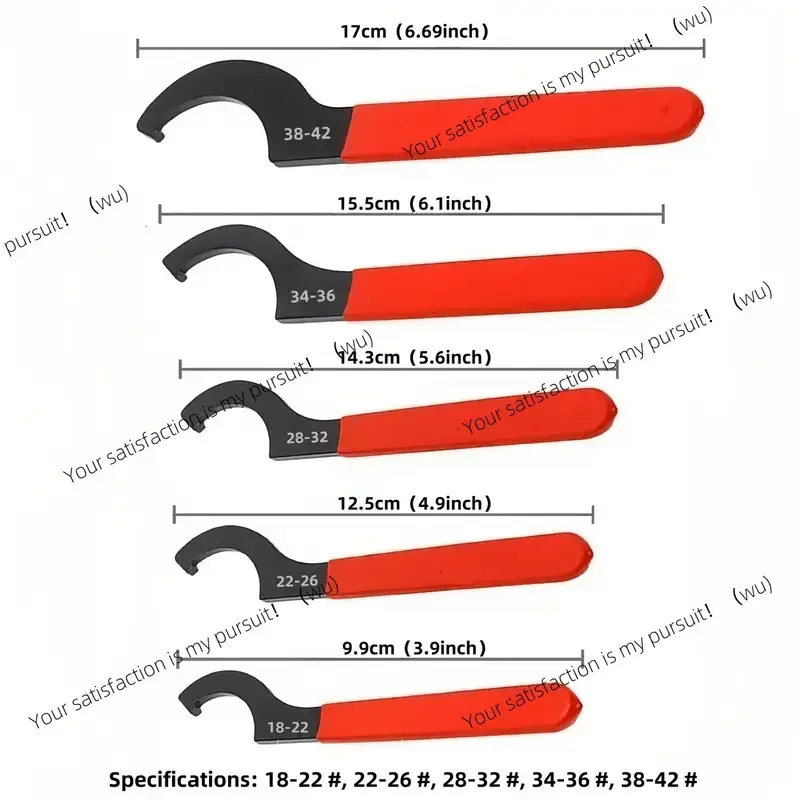 5-Piece Hook Wrench Tool Set C-Shaped Non-Slip Half-Moon Shock Absorption Adjustment Wrench, Motorcycle/Auto Repair