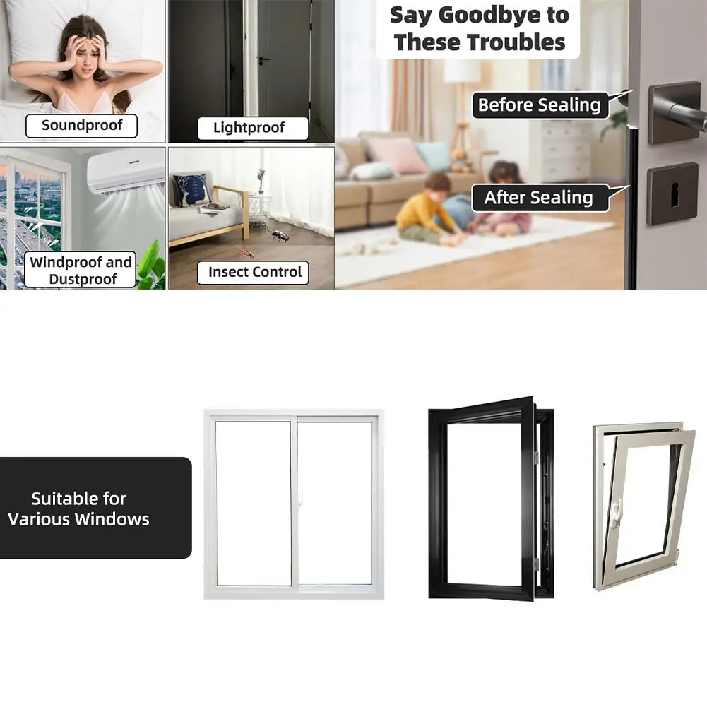 Self-Adhesive Door And Window Sealing Strip Sound Insulation Winter Warm Foam Weather Strip for Drafts And Noise Reduction