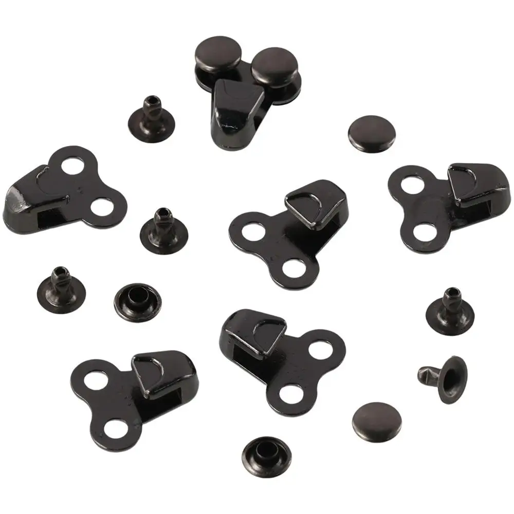 30 Pairs 0.76*0.7inch Black Alloy Shoes Lace Hooks Black Mountaineering buckle Lace Fittings with Rivets Shoes Repair Buckle