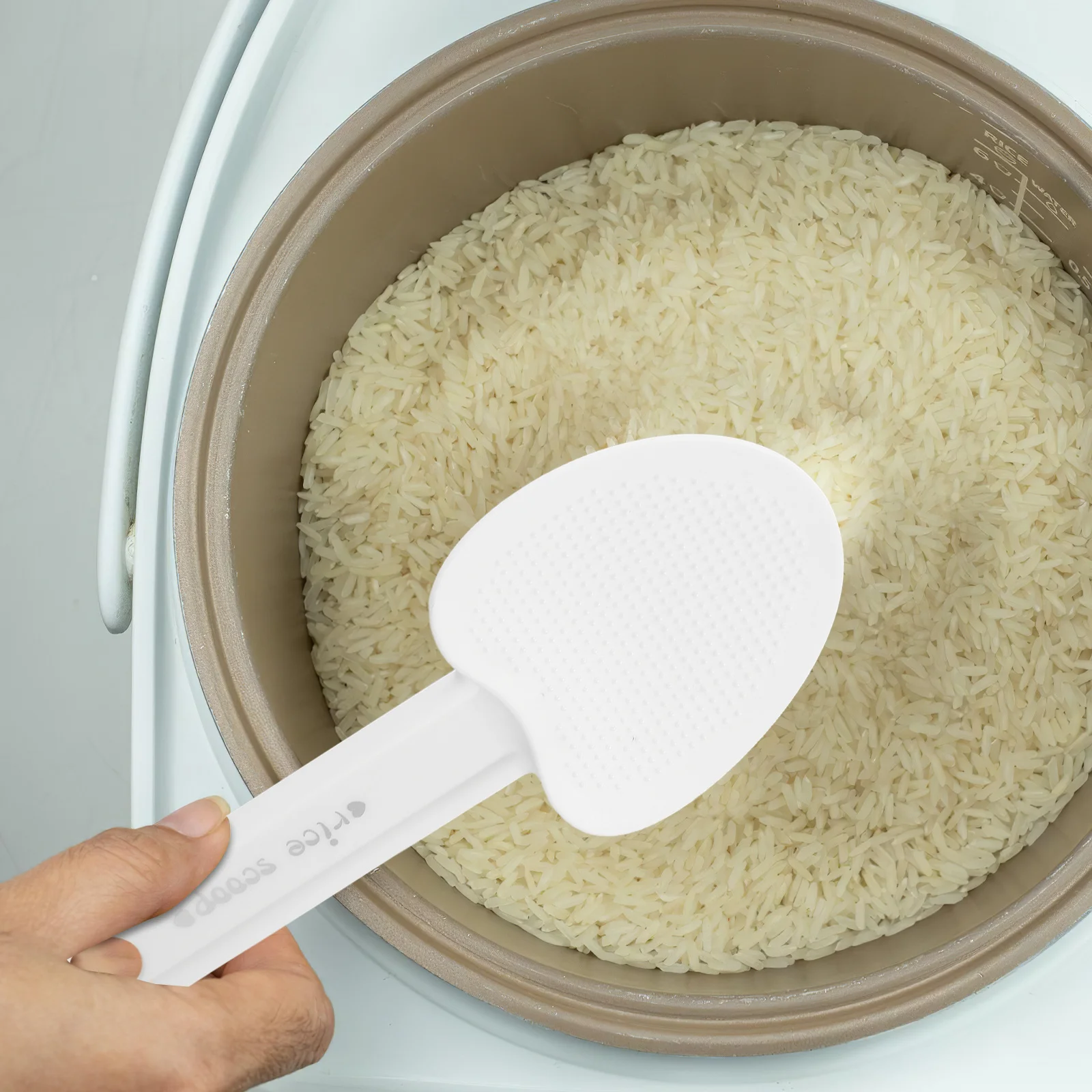 

3Pcs Rice Paddle Suction Cup Non-Stick Upright Heart Shape Rice Serving Scoop Spoon Compact Easy Clean Kitchen Tool