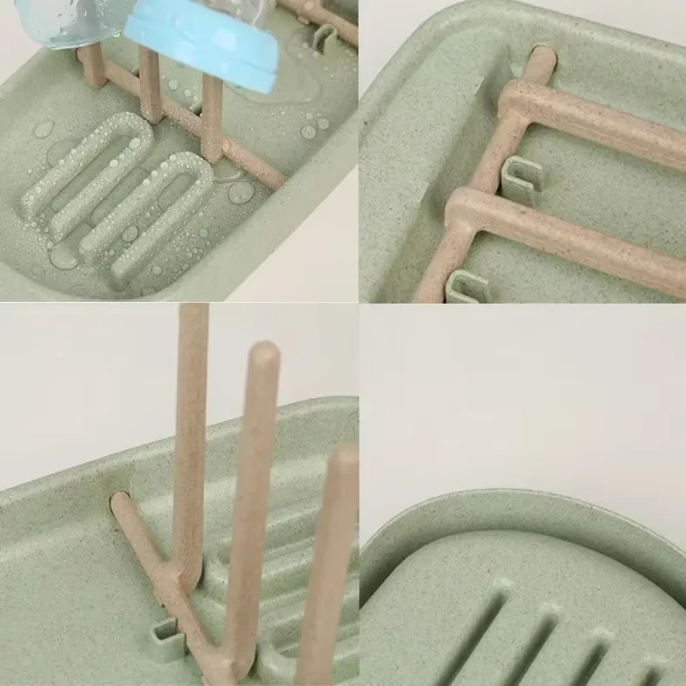 

Portable Wheat Straw Drying Rack Removable Bottle Drain Rack Feeding Cup Holder Cleaning Pacifiers Accessories