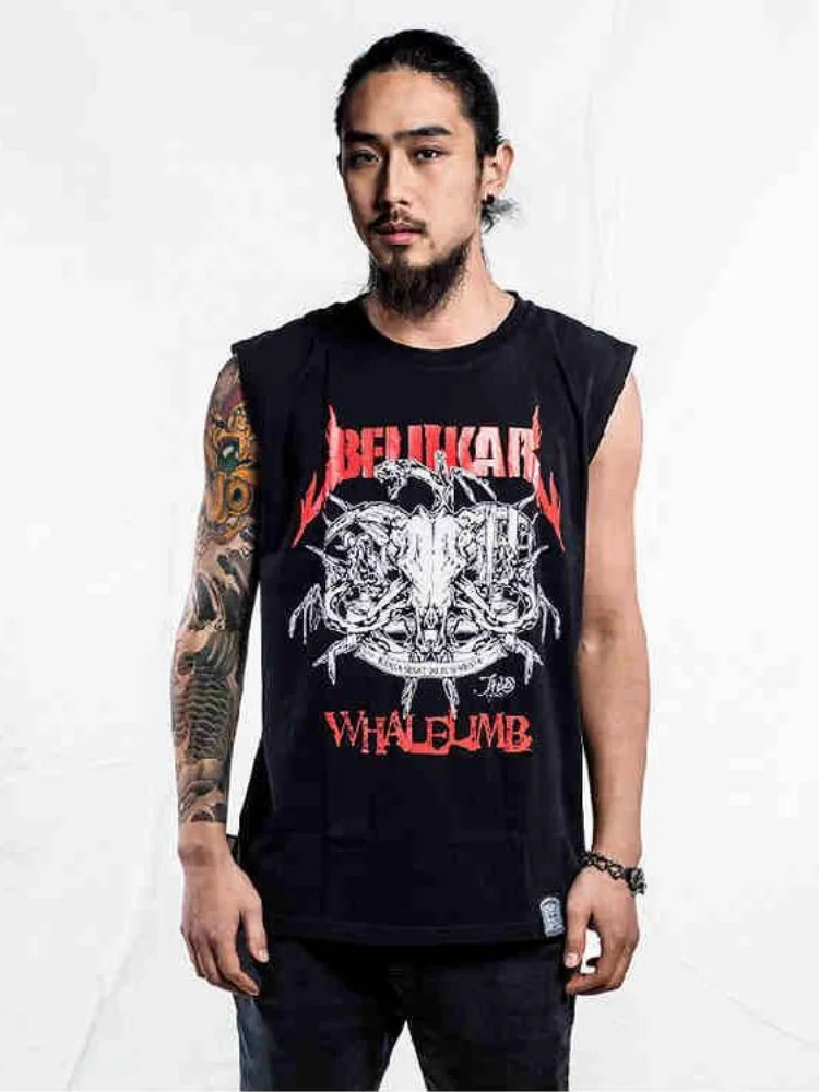 2026 Men Loose Cut Off Sleeveless Tank Top Hip Hop Street Style Sports Fitness Vest Casual Oversized Shoulder Cut Tee Fashion