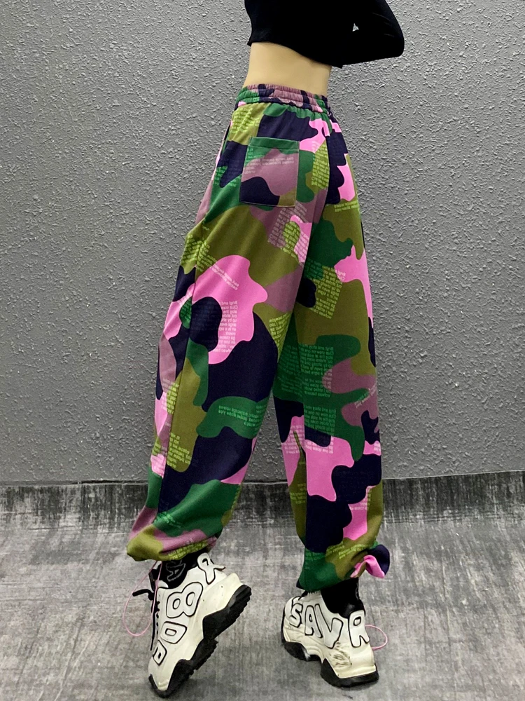2025 Spring and Autumn Women's Stylish Camouflage Sports Casual Pants High Waist Loose Slimming Versatile Straight Sweatpants