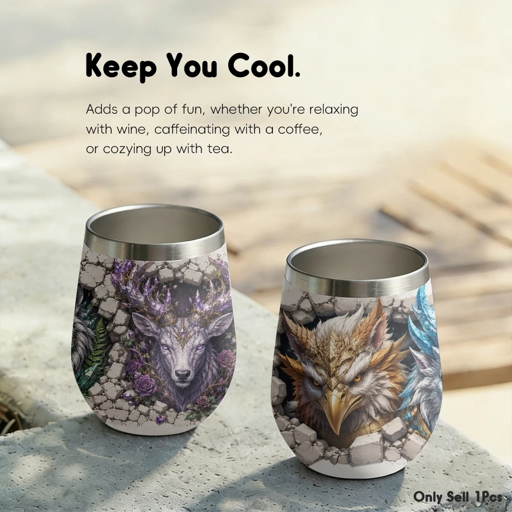 Fantasy Animal Crests Vacuum Flasks 12oz Insulated Stainless Steel Mug with Lid Double Wall Vacuum Drink Coffee Cup Tumbler