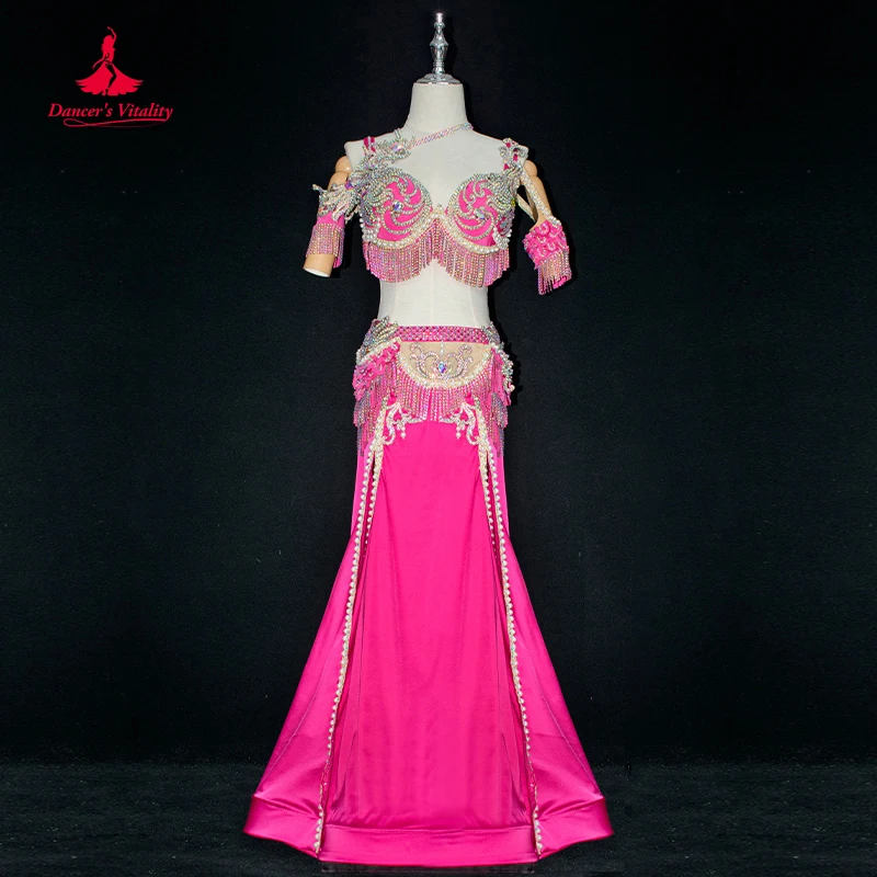 Belly Dance Performance Costume Suit for Women Exotic Dancewear Bra+split Long Skirt 2pcs Oriental Belly Dancing Stage Wear