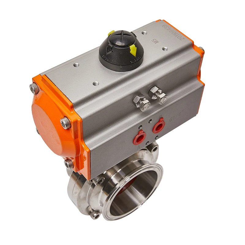 Pneumatic 304 stainless steel quick-loading butterfly valve D681X-16X food hygiene grade horizontal clamp sleeve valve