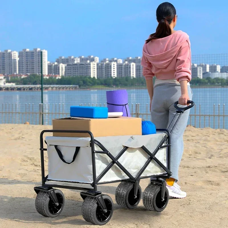 Wagon untuk berkemah taman dan belanja lipat Wagon troli pantai lipat