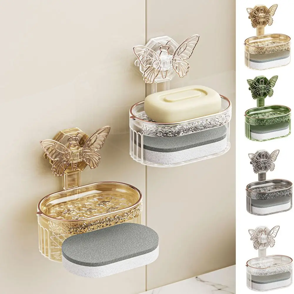 

Plastic Butterfly Suction Cup Soap Box No Drilling Removable Butterfly Soap Storage Box Waterproof Detachable