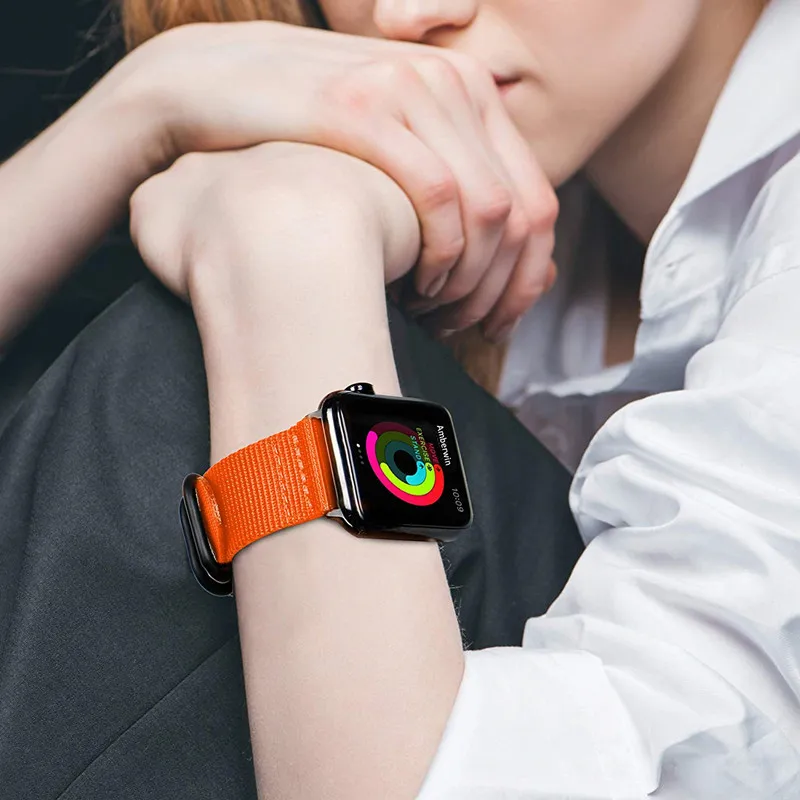 ห่วงไนล่อนสำหรับ Apple Watch Band 45มม.41มม.44มม.40มม.42มม.38มม.กีฬาสร้อยข้อมือ Correa สำหรับ IWatch Series 7 6 SE 5 4 3 2