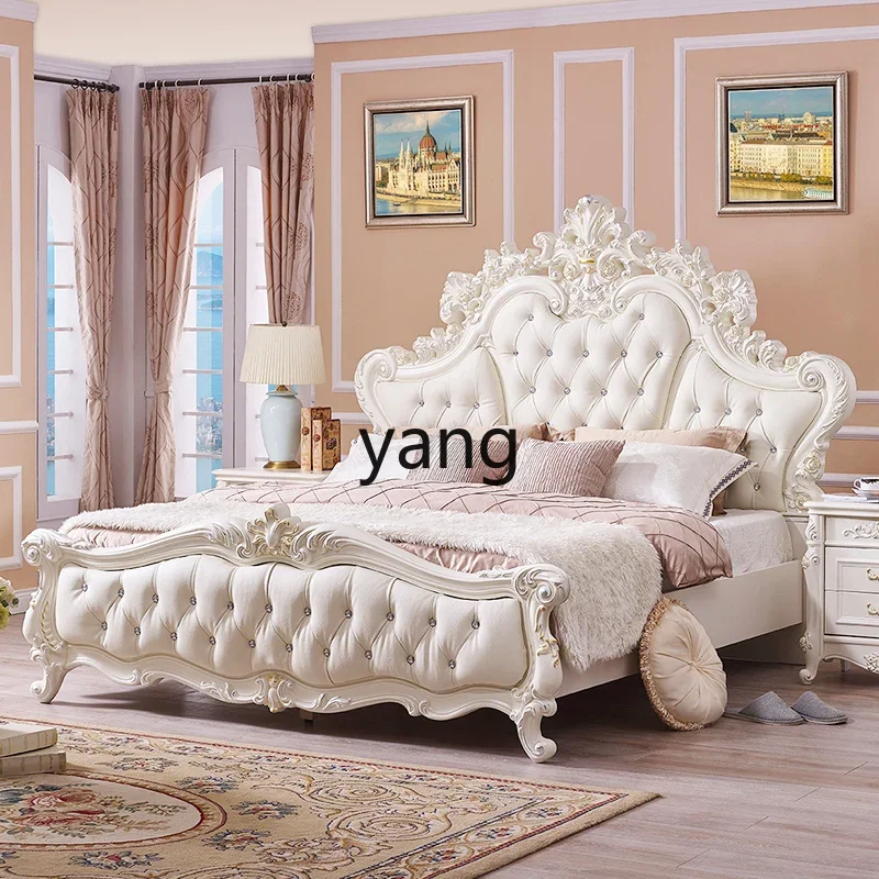 XYY double bed master bedroom 1.8m wedding bed leather solid wood princess bed