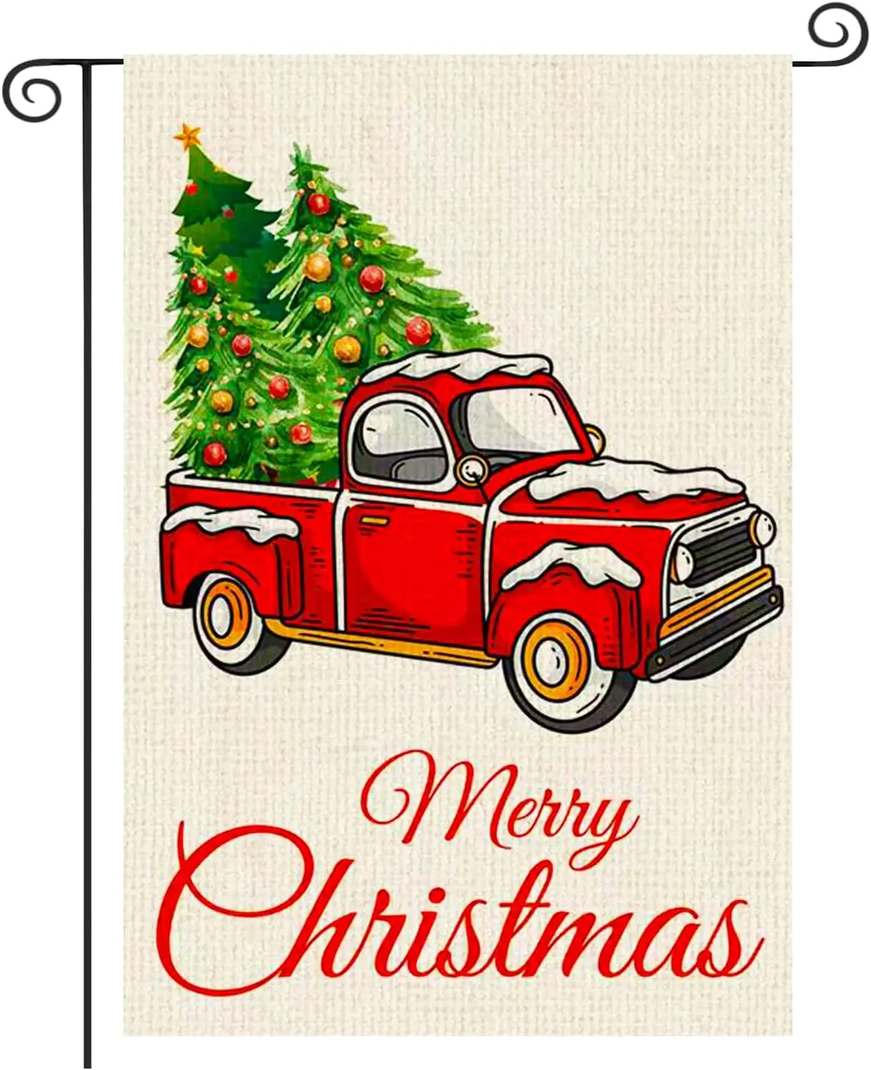 Merry Christmas Garden Flag Red Truck Double Sided 12x18 Winter Rustic Yard Decorations Christmas Flag for Outside Winter Rustic