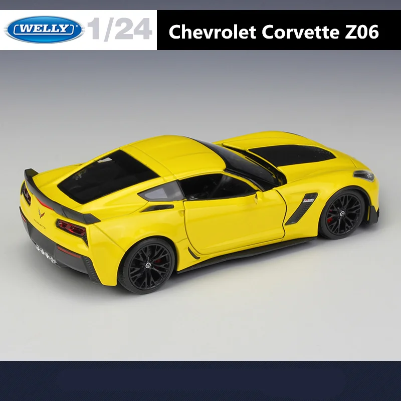 WELLY-Chevrolet Corvette Z06, Voiture de sport en alliage moulé sous pression, Modèle de voiture de course, Simulation élevée, Collection de cadeaux, 1:24