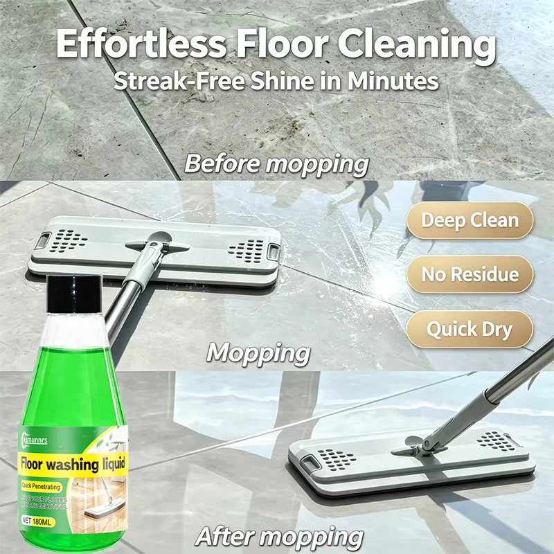 Green Bottle household cleaning concentrate, removes tile scale and floor stains, restores luster, mild formula, safe for all fl