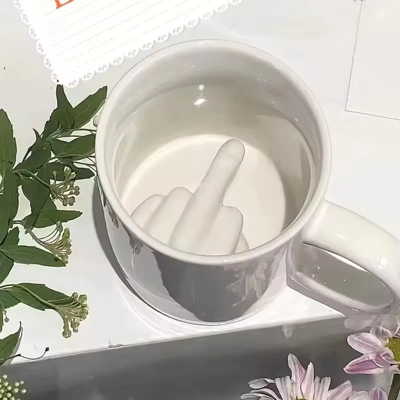 

Personalized Middle Finger Ceramic Mug Funny Cup with Handle for Coffee Tea Water Party April Fool's Day