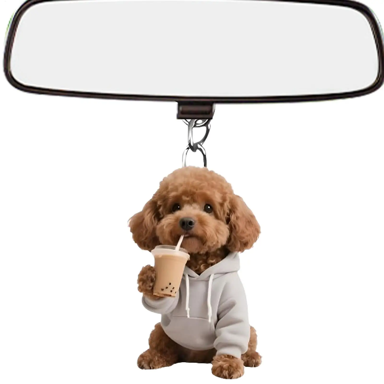 Puppy Keychain 2D Acrylic Detachable Cute Car Interior Pendant Animal Bag Charm for Men Women Kids Student Family Friend Tote
