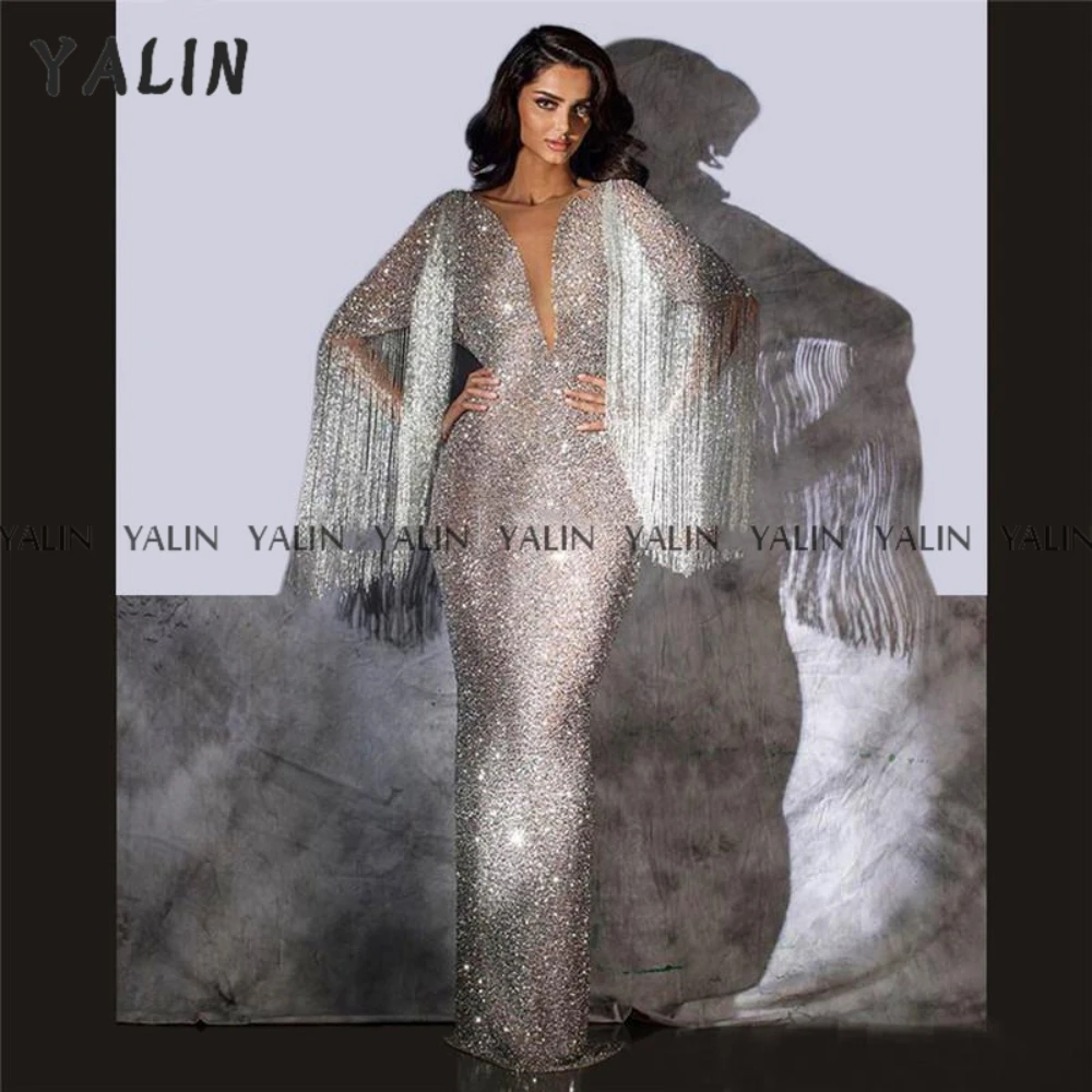 YALIN Sexy Evening Dress Mermaid Mopping Party  Sequins Formal High Quality Sleeveless Custom Made vestido formal