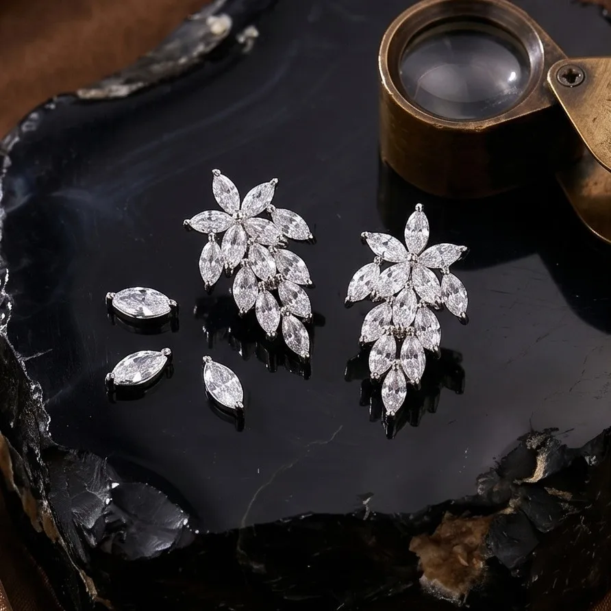 Marquise Cut Real Moissanite Stud Earrings for Women Party Simulated Lab Diamond Earring 925 Sterling Silver Jewelry Pendientes