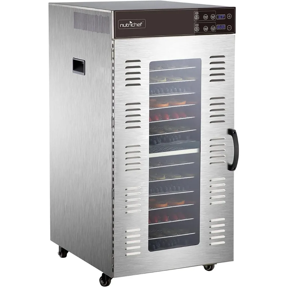 Commercial Electric Food Dehydrator Machine | 20 Shelf Extra Large Capacity - Stainless Steel Trays | 2000-Watts, Digital Timer