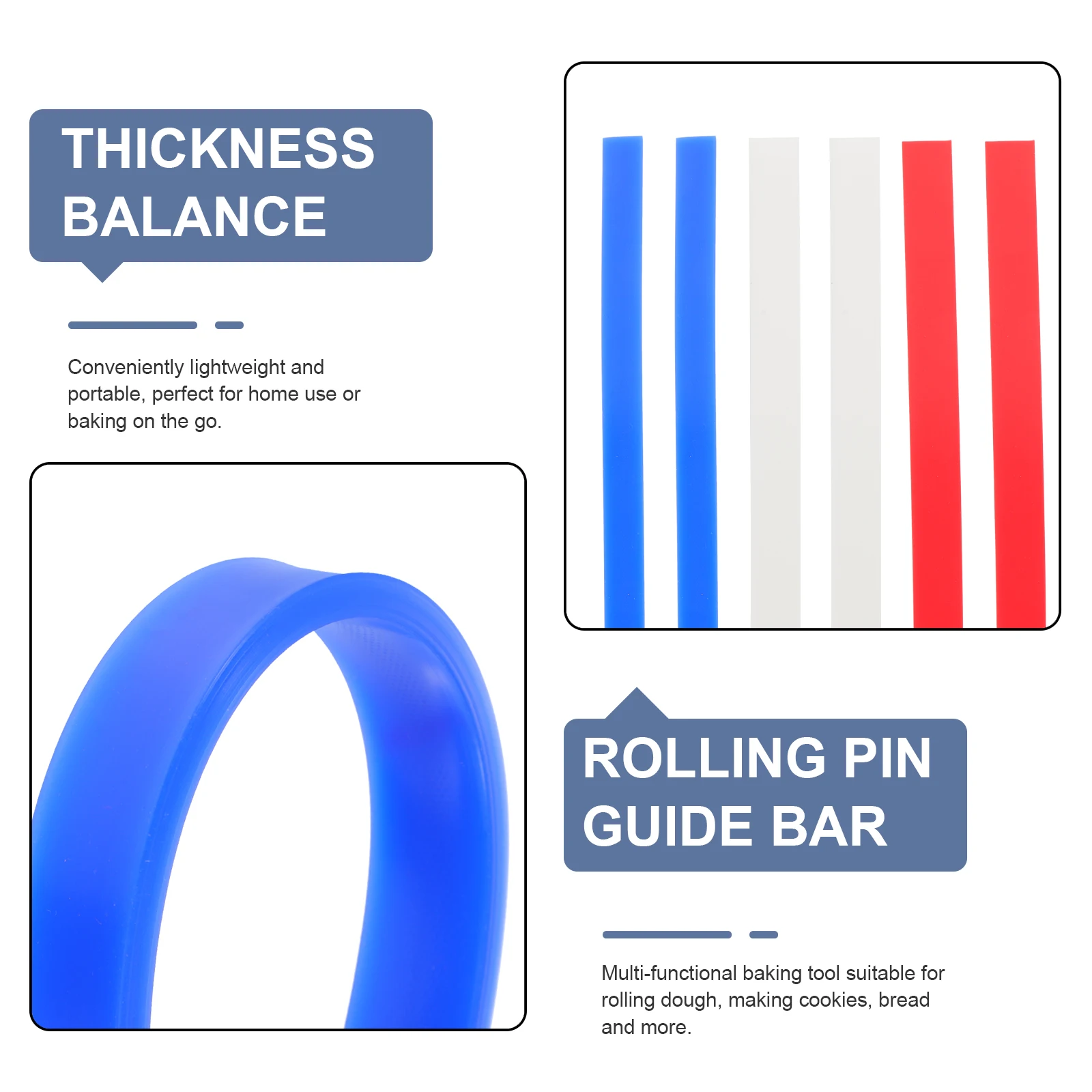 

2 Pieces Dough Thickness Balance Ruler Reusable 25x40mm Rolling Pin Guide Silicone Baking Tool Pastry Accessories Measuring
