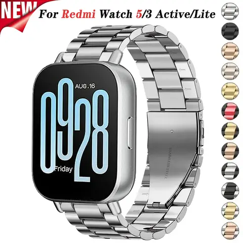 Bracelet en acier inoxydable 22mm pour montre Redmi 5 Active 5 Lite, Bracelet en métal pour Xiaomi Redmi Watch 3 Active 3 Lite