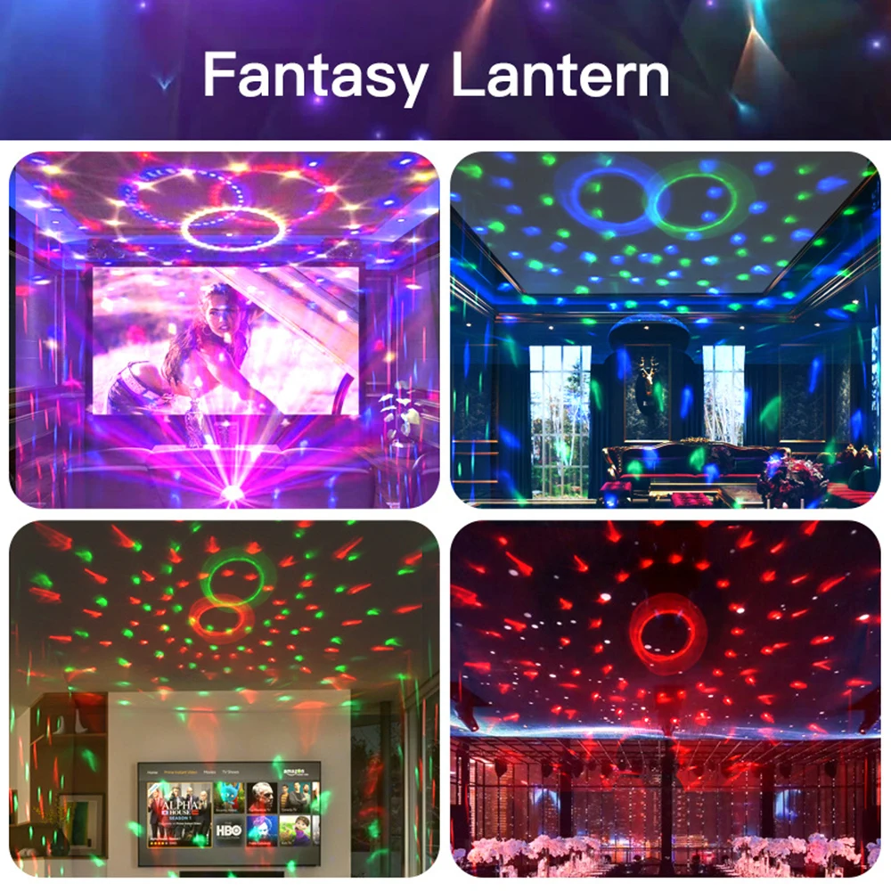 Música sem fio Bluetooth Rotating Stage Light, RGB Strobe Laser Projector, DJ Speakers, Disco Ball, Recarregável Party