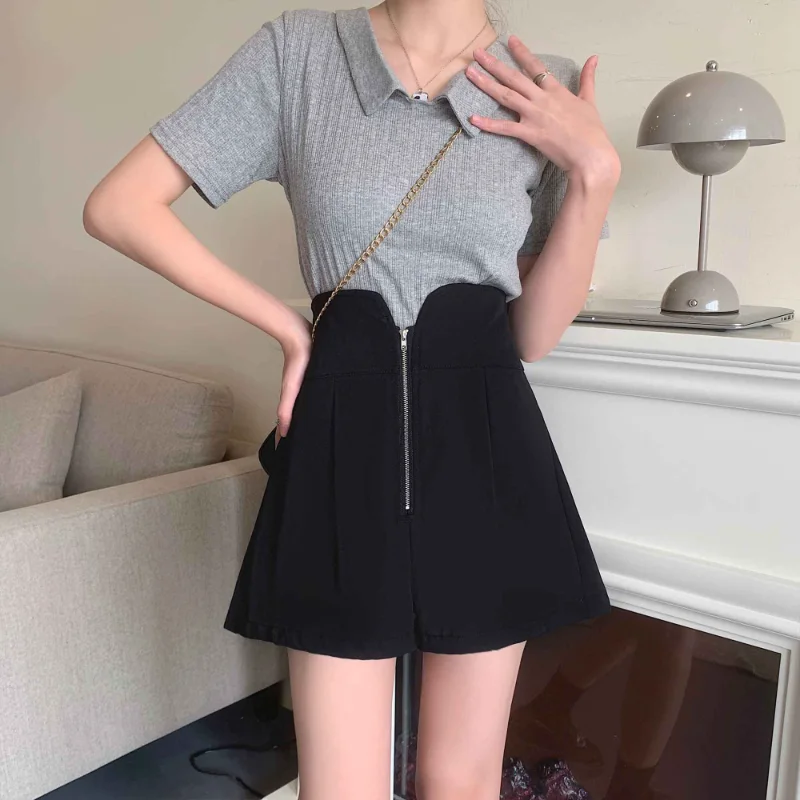 

Elastic Waist Short Pants for Woman To Wear Wide Cotton Women's Shorts Loose High Baggy Elasticty Fashion Streetwear Outfits Hot