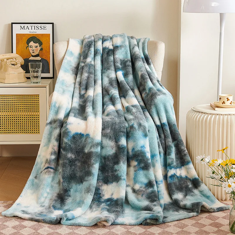 Tie-dye Arctic cloud mink fleece air conditioning blanket, cross-border office sofa cover, gift blanket, long-pile nap blanket