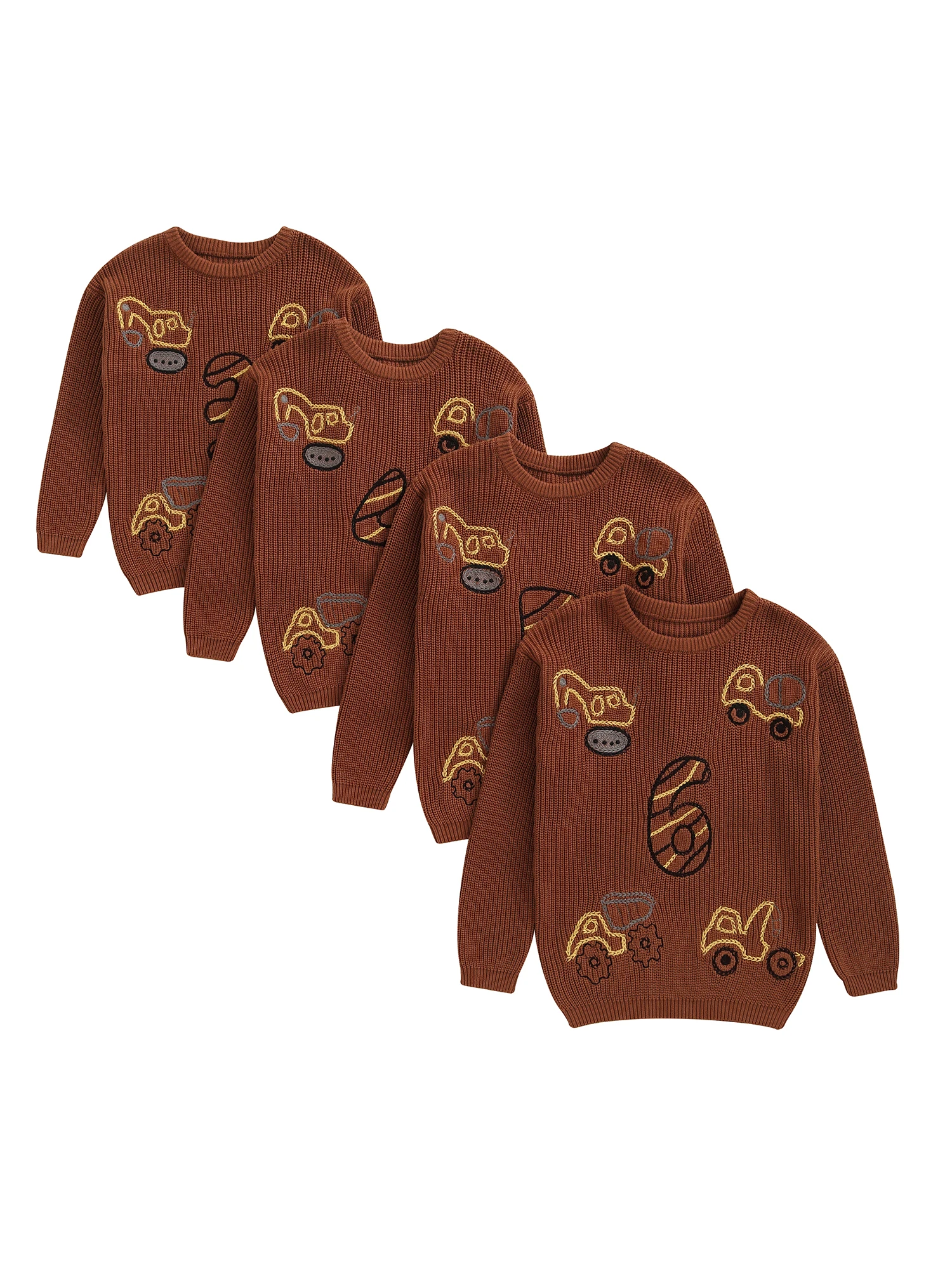 

Boys Dinosaur Print Pullover Sweater Stylish Crew Neck Long Sleeve Knit Top for Toddler Kids Birthday Party Outfit