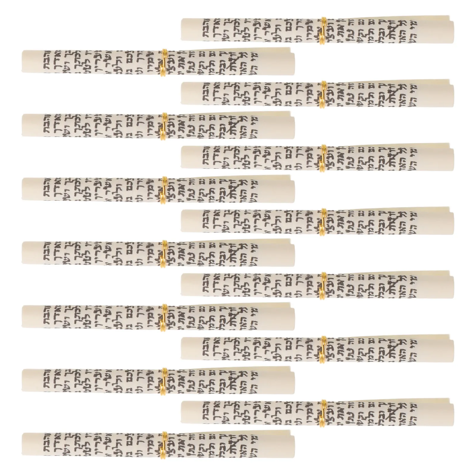 15Pcs Mezuzah Scroll Paper Jewish Home Blessing Hebrew Door Decoration Rolled Parchment Scroll Set Golden Hoop