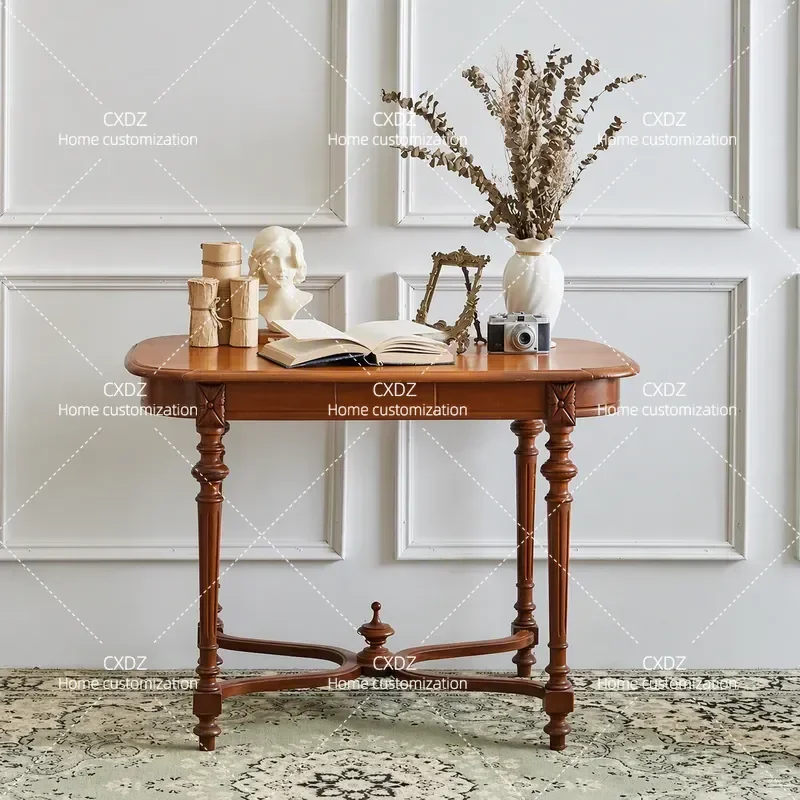 French Retro Solid Wood Desk American Country Study Table European Villa Living Room Dining Table Customizable