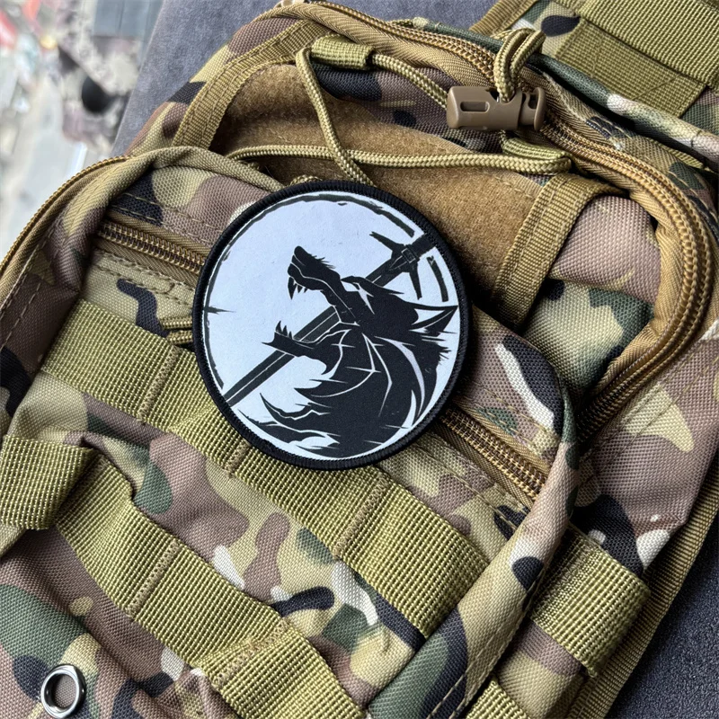 Patch imprimé loup militaire tactique sur vêtements, Badges de moral, patchs à boucle à crochet, autocollants pour sac à dos