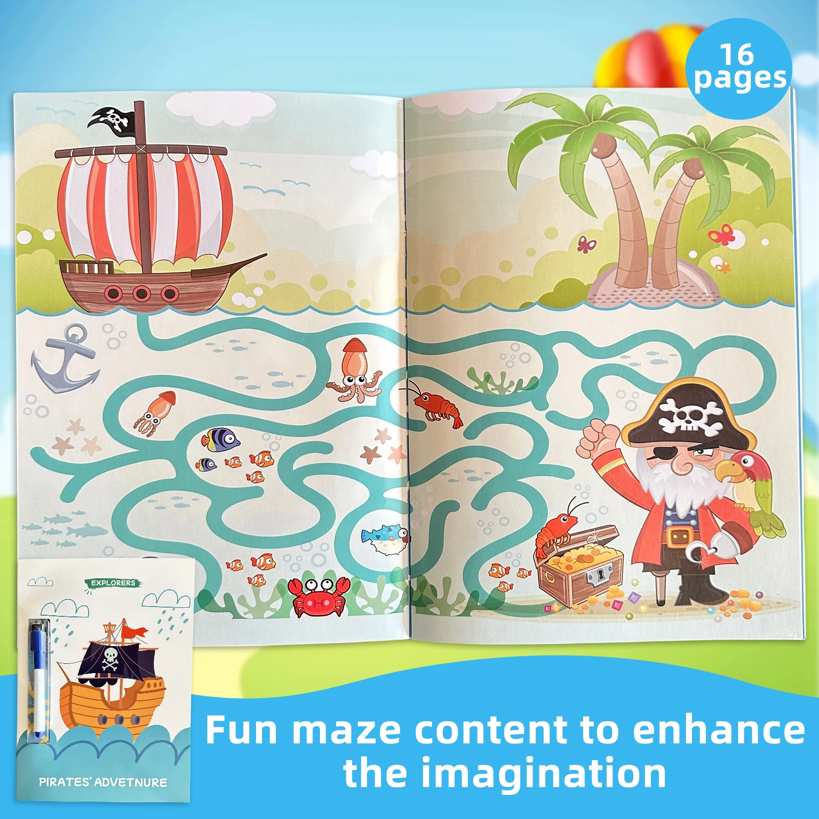 Maze Adventure Baby Educational Toys Painting Learning Diy Coloring Kindergarten Graffiti Coloring Book Halloween New Year Gift