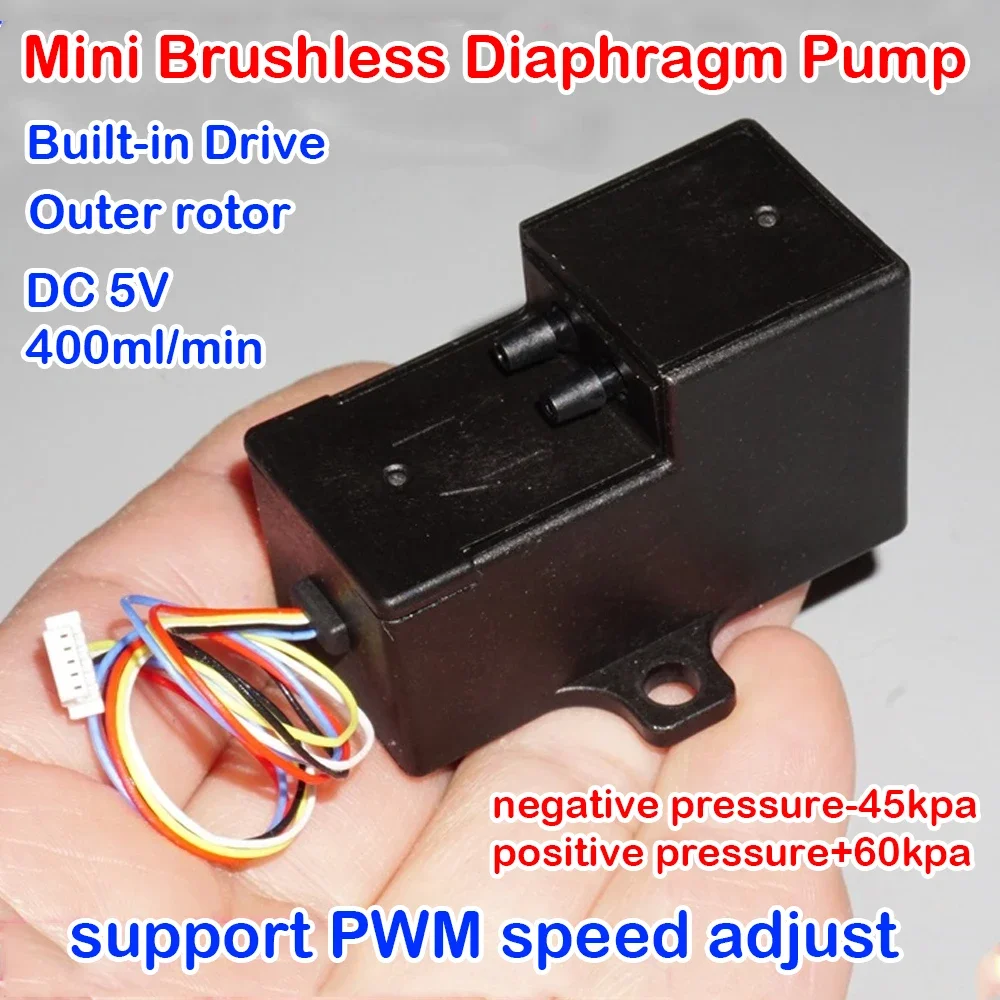 Micro Brushless  Air Pump External Rotor Brushless Motor Diaphragm Air Pump Built-in Drive DC 5V 6V Micro Gas Sample Air Pump