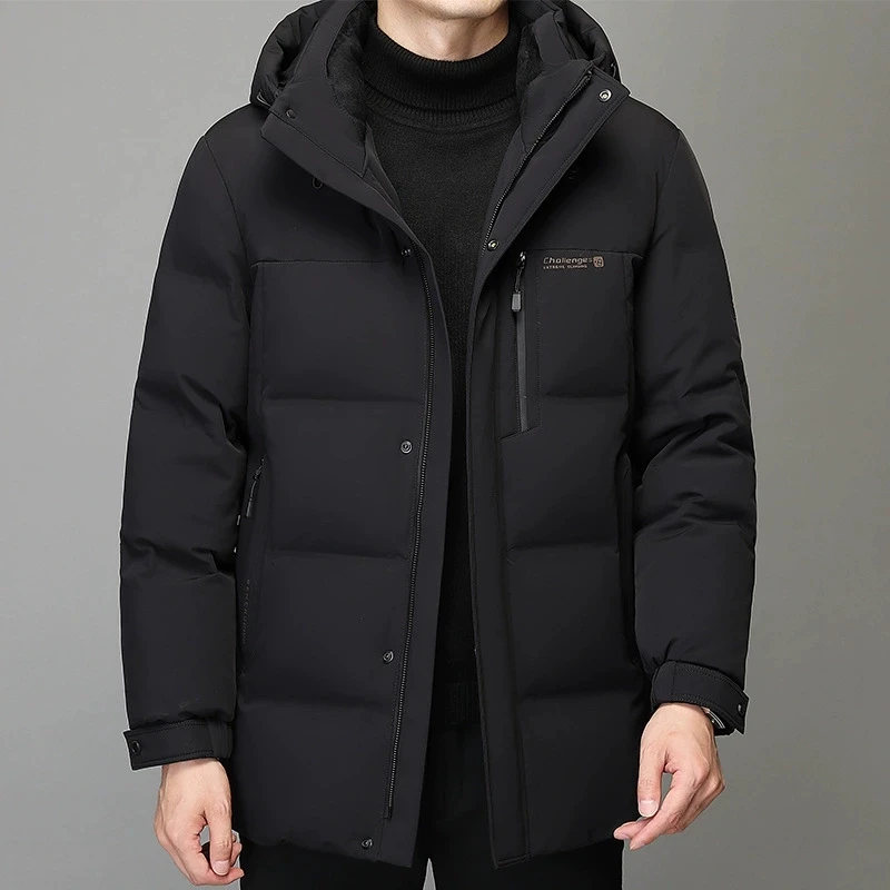 Winter Men's Warm Hooded White Duck Down Jacket Man Puffer Coat Loose Casual Outwear Thick Parkas For Men Clothes Fluffy Jackets