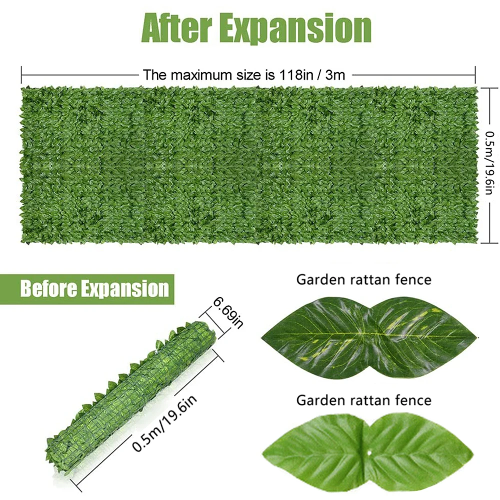 Sztuczny bluszcz prywatność ekran ogrodzenia, sztuczne żywopłoty ogrodzenia i Faux stroik z bluszczu dekoracja liści na dekoracja ogrodowa 3x0.5m