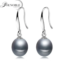 Real Freshwater Gray Pearl Earrings For Women,wedding 925 Silver Black Natural Pearl Earring Girl Birthday Gift