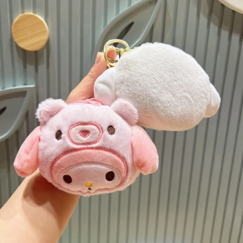 Sanrio Kuromi peluche portafoglio Melody Cinnamoroll peluche portamonete portachiavi auricolare Organizer borsa ciondolo portachiavi ragazze regali